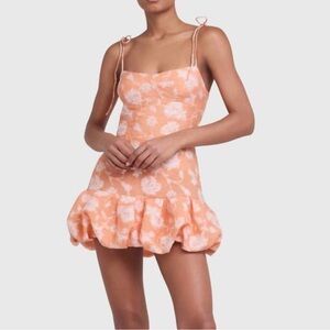 Amanda Uprichard Peach Floral Ruffle Mini Slip